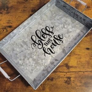"Bless This House" Galvanized Serving Tray New